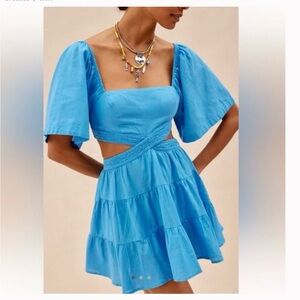 Free People Cross of Sunlight Blue Mini Dress